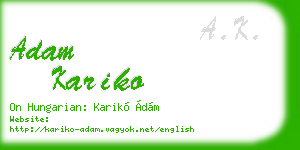 adam kariko business card